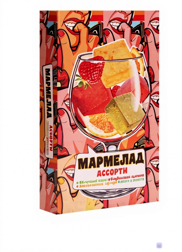 №2 Мармелад АлкоАссорти(яблочный виски, клубничный просекко, апельсиновый вермут, лайм текила) 110г в Алексеевке